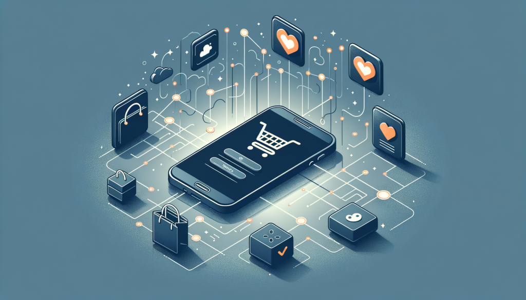 Shopping cart and wishlist icons representing e-commerce app features